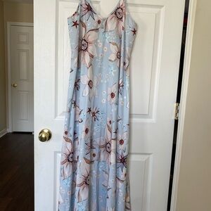 Chic Floral Maxi Dress in Light Blue